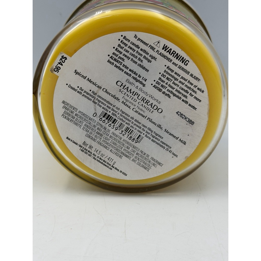 Bath & Body Works Feliz Navidad Champurrado 3 Wick Candle 14.5 oz Discontinued - Picture 4 of 6